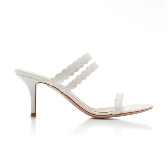 Gianvito Rossi White Leather Strappy Sandals Mules Heels - Picture 2 of 13